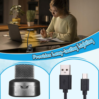 Rechargeable Book Light, Reading Lights for Books in Bed with 3 Color Temperatures & Stepless Dimming Brightness, 360°rotatable clip-on reading light with magnetic suction, suitable for Book Lovers
