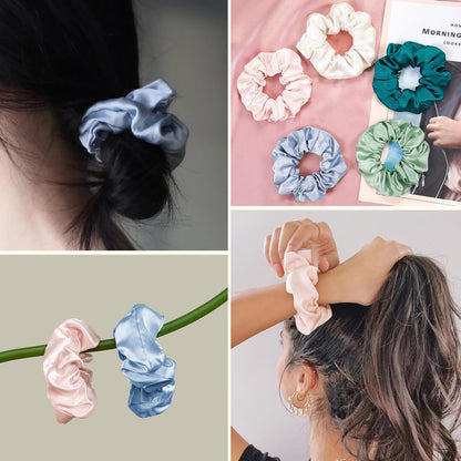 LILYSILK Silk Hair Scrunchies / Ties for Frizz & Breakage Prevention, 100% Mulberry, No Damage, Elastic ponytail Holders, 1Pc, Coffee - Colors B