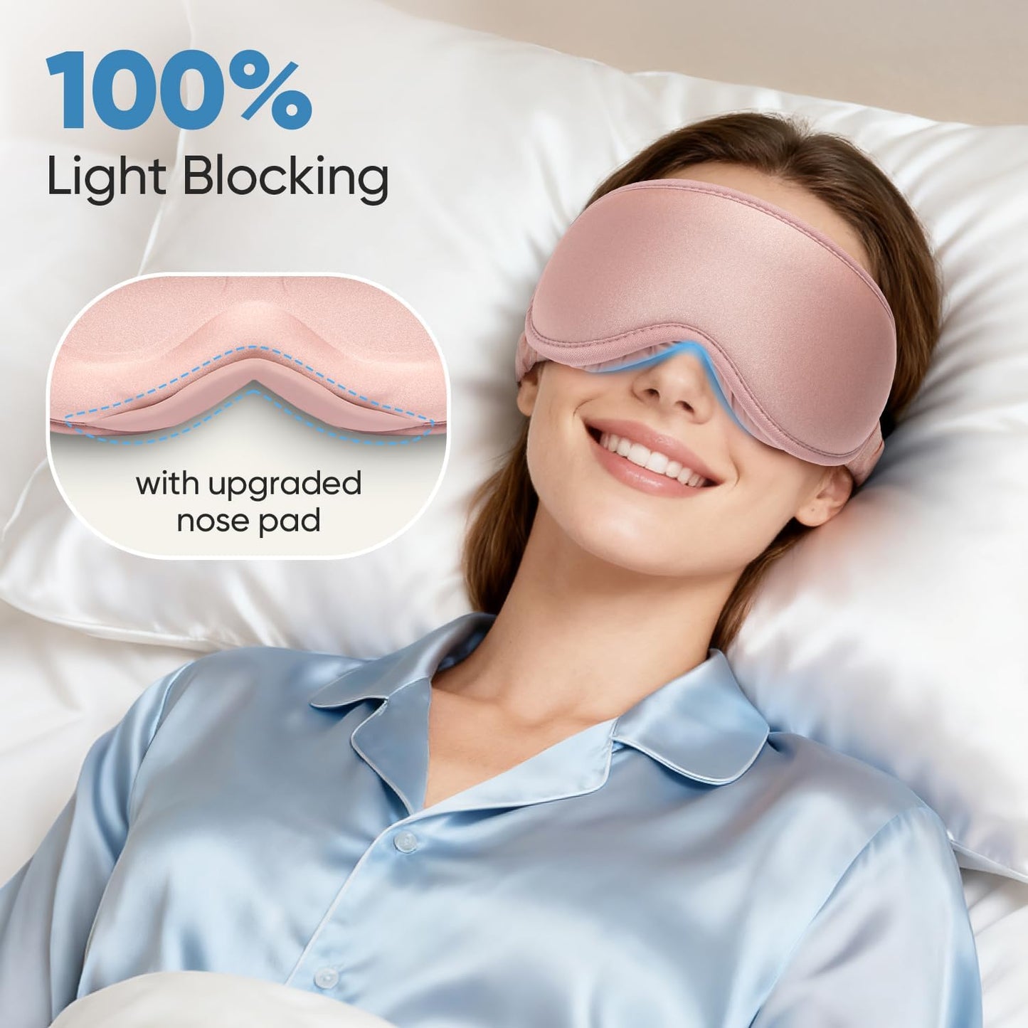 Weighted Eye Mask for Sleeping - Sleep Mask for Women & Men, 3D Contoured Blackout Sleeping Mask for Lash Extensions, Zero Pressure Soft Eye Cover with Adjustable Strap for Travel, Black