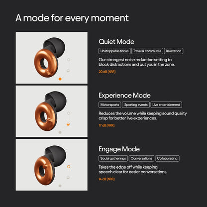 Loop Switch 2 Adjustable Ear Plugs - 3 Noise Relief Modes for Ultimate Control | Flexible Earplugs for Focus, Travel, Socializing, Festivals & More | 20-26 dB (SNR) Reduction