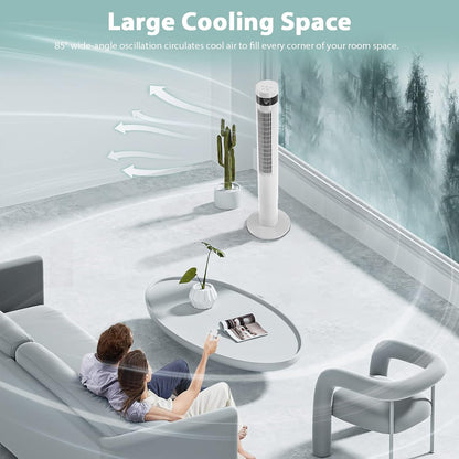 Antarctic Star Tower Fan 85°Oscillating Fan Quiet Cooling 12H Timer Remote Control Bladeless Electric 3 Speeds Wind 3 Modes, 42INCH, PINK