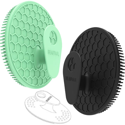 Silicone Body and Face Scrubber Set 5 Pack, BEAUTAIL Shower Bath Scrubber, Gentle Exfoliating Brush for Women Men Sensitive Skin, More Hygienic Than Traditional Loofah, Long Lasting, Black+Pink+Green