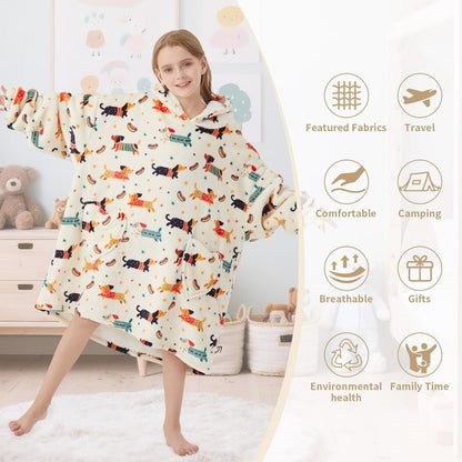 Fiosnow Glow in the Dark Unicorn Blanket Hoodies for Kids 6-13YR Oversize Wearable Blanket Hoodies for Boys Girls Teens
