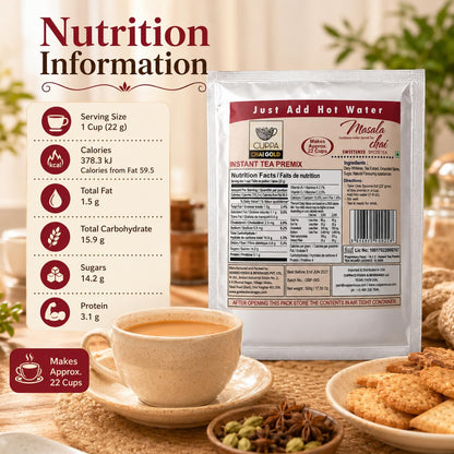 Chai Gold Instant Chai Tea Premix Powder - Sweetened Milk Tea Latte Mix for Home and Beverage Dispensers - [500g / 1.1 lb Bulk Bag] (Kadak)