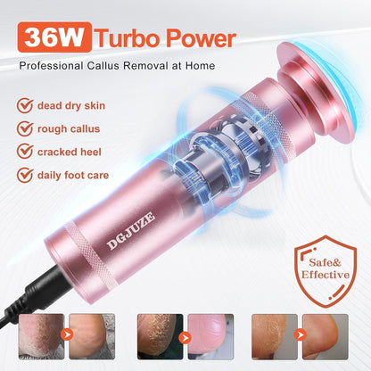 Electric Foot Callus Remover 36W, 1200RPM Heavy Duty Metal Grinder | 36W Motor, 60PCS Sandpaper Discs, Metal Body, Plug-in Corded, for Cracked Heels & Calluses, Home & Salon Pedicure Tool