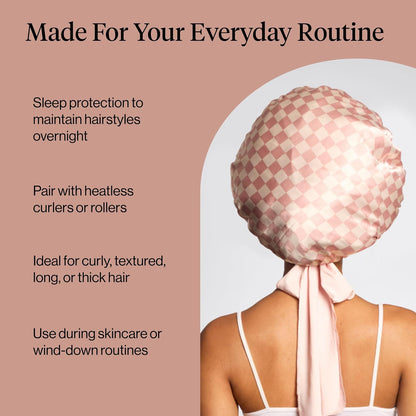 Kitsch XL Satin Bonnet for Sleeping - Softer Than Silk Bonnet For Sleeping Women - Secure Fit, Adjustable, Night Cap For Curly & Textured Hair - Prevents Breakage, Tangles & Thinning - Blush