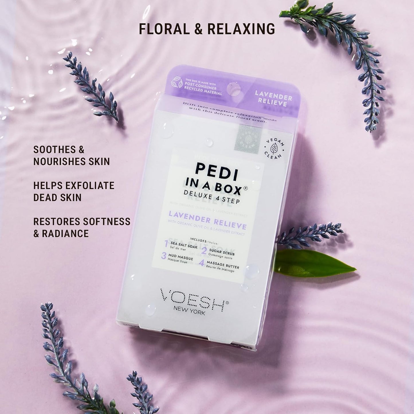 VOESH Pedi in a Box 4 Step Fresh Trio - 3 Pack of Ocean Refresh, Eucalyptus Energy Boost, & Cucumber Fresh Pedicure Set, DIY Pedi, Foot Spa
