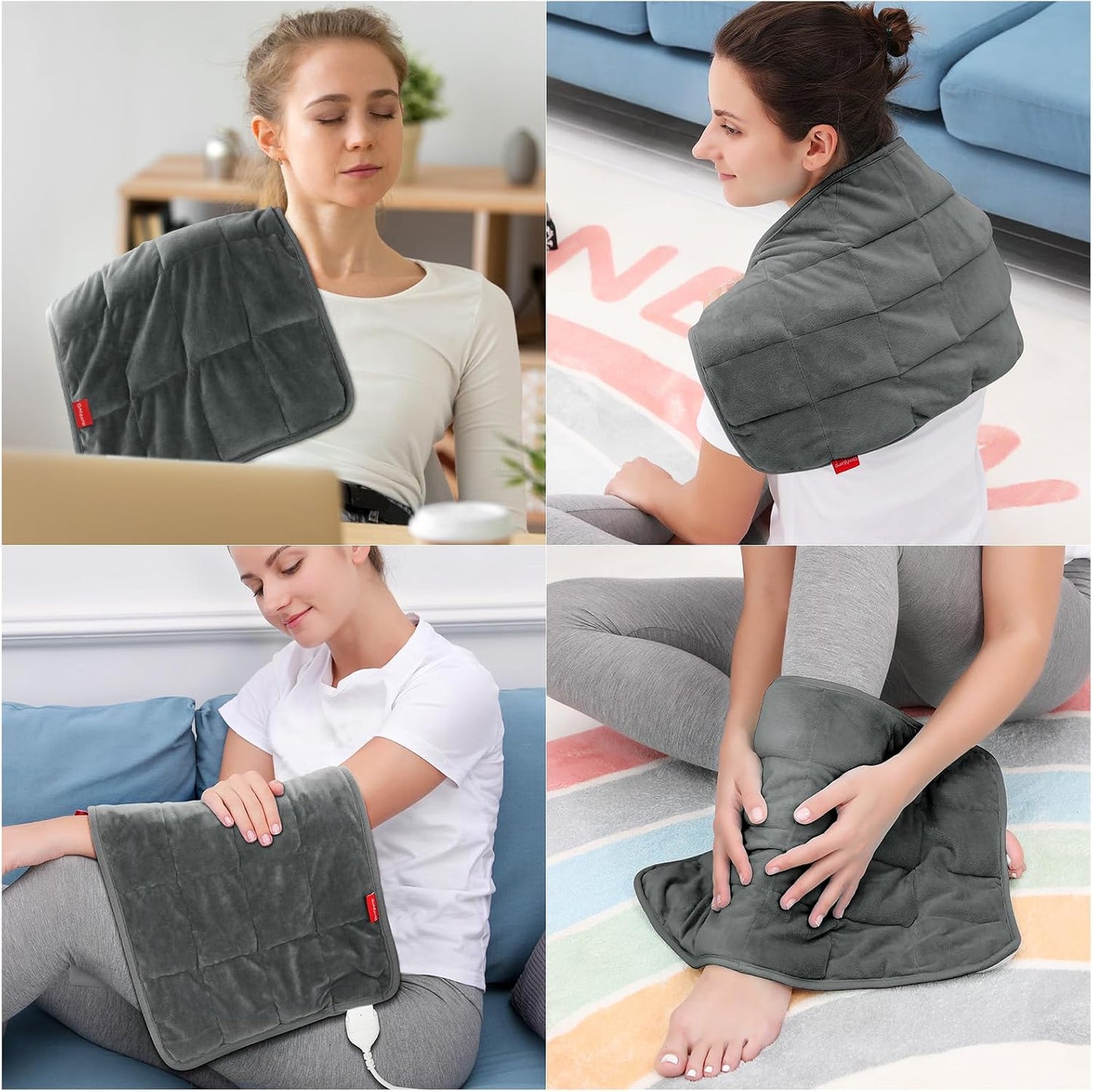 Comfytemp Weighted Heating Pad for Back & Period, FSA Eligible Electric Heat Pad, Birthday Gift for Women Men Mom Dad & Father Day Gifts, 2.2 lb HSA Neck Shoulder Heated Pad, 2H Auto-Off, 12x24, Blue