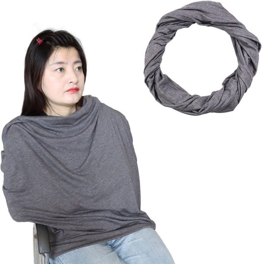 Infinity Scarf with Hidden Pockets Converts to Blanket and Wrap Travel Blanket Tube Scarf Wearable Blankets for Women Perfect for Travel, Grey