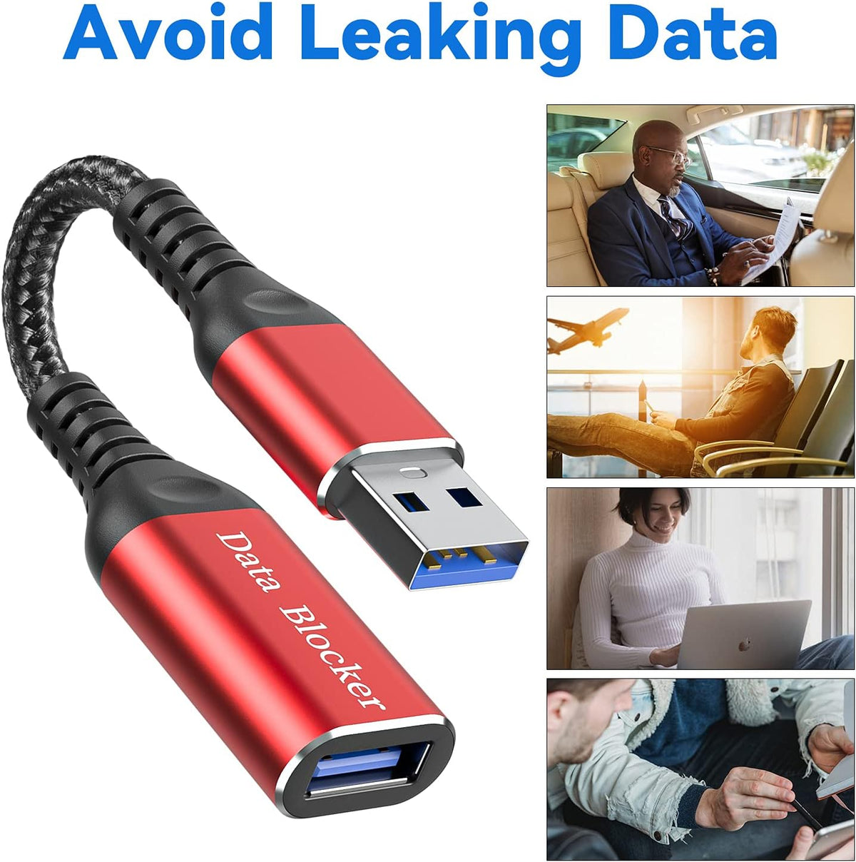 USB Data Blocker, Charge-Only Adapter USB Blocker(2PCS), Provide Safe and high-Speed Charging, Protect Against Juice Jacking, Hacking