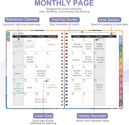 Planner 2026-2027, Weekly and Monthly Calendar Planner, JUL 2026 - JUN 2027 | Academic Year, Daily Agenda Book, A5(6.3'' x 8.5''), Sprial Bound, Inner Pocket, Office School Use
