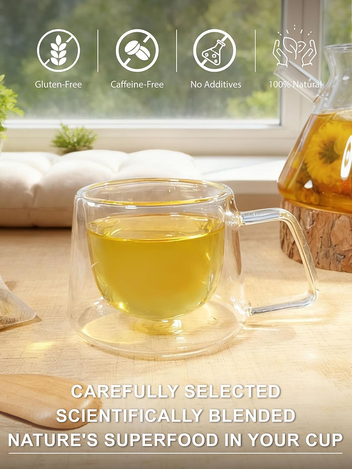 TeeLux Chamomile Tea Bags, 1.5g/bag, Pure Natural Chamomile Flowers Herbal Tea, Caffeine Free, 100 Count
