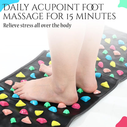 TrelaCo Foot Massage Mat Reflexology Walk Stone Road Foot Massage Acupoint Mat for Acupressure Relaxes for Long Sitting Elderly Students and Office Workers (13.78 x 13.78 Inches)