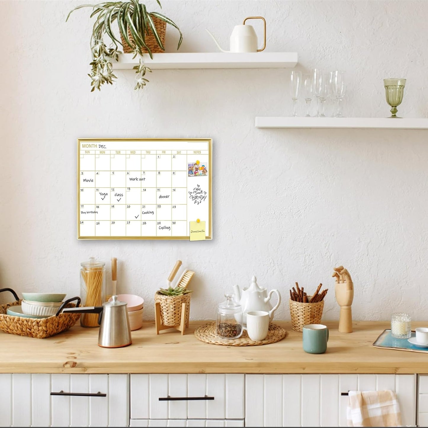 Gold Weekly Dry Erase Board for Wall,12"x16",Gold Metal Frame Weekly Planner Whiteboard for to Do List, Memo, School, Home, Office, Kitchen-GZ
