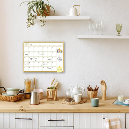 Gold Weekly Dry Erase Board for Wall,12"x16",Gold Metal Frame Weekly Planner Whiteboard for to Do List, Memo, School, Home, Office, Kitchen-GZ