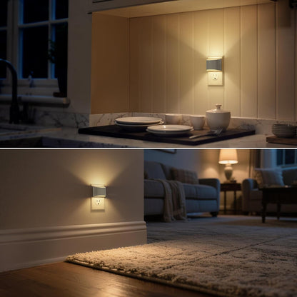 DORESshop LED Night Light[2 Pack], Night Lights Plug into Wall, 3 Level Brightness Adjustable Plug in Night Light, Dusk to Dawn Sensor, Nightlights for Adults, Bedroom, Bathroom, Hallway, Amber