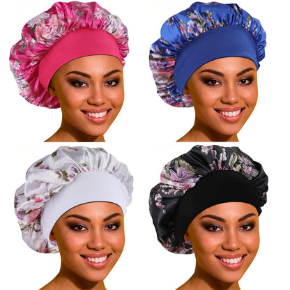 ROYBENS Satin Bonnet Hair Bonnet for Sleeping- 4 Pack Large Bonnets for Women with Elastic Soft Band for Curly Hair Braids