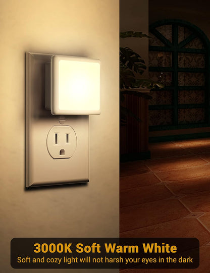 JandCase Amber Night Light[2 Pack], Night Lights Plug into Wall, LED Plug in Nightlight with Dusk-to-Dawn Sensor, 0.3W Dim Night Light for Sleep, Bedroom, Bathroom, Hallway, Non-dimmable