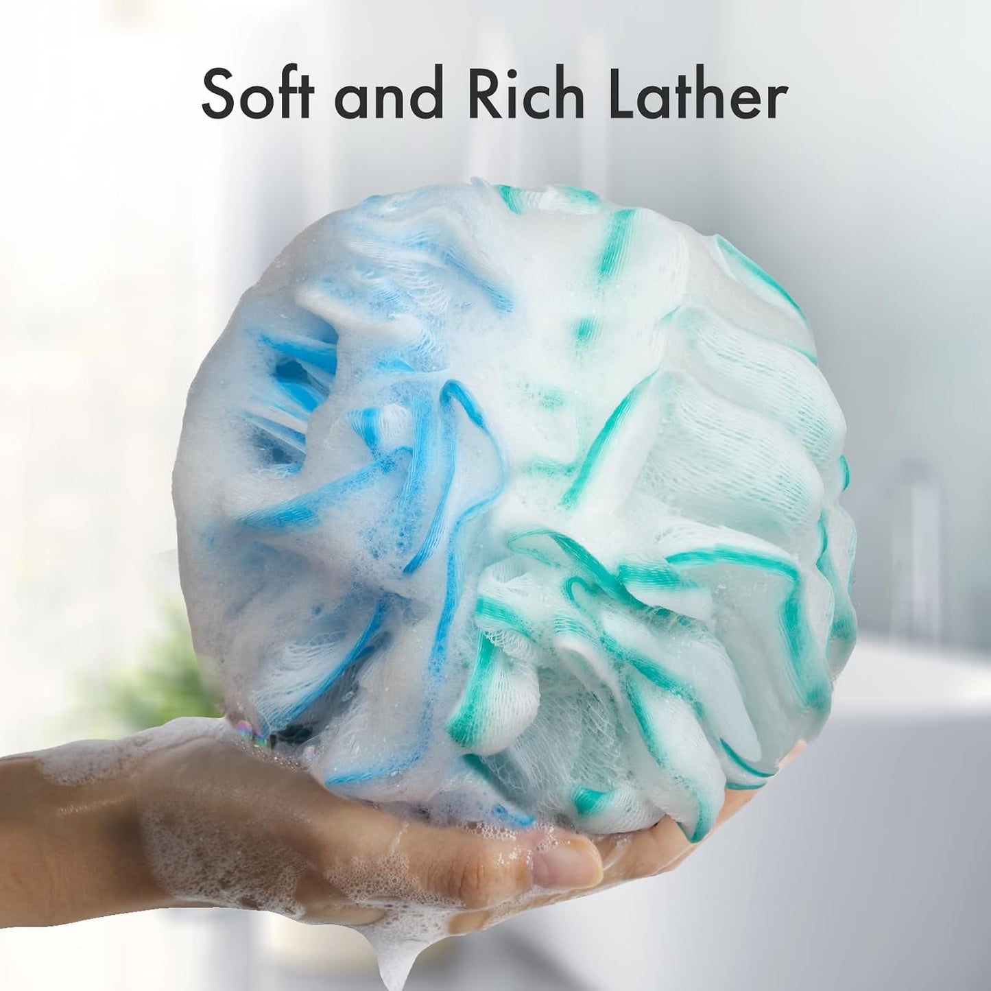 AmazerBath Charcoal Loofah Sponge, Shower Loofah 60g/PCS - Body Scrubber Loofa Set of 4 - Charcoal Blue, Green, Purple & Red, Bath Sponge for Men and Women