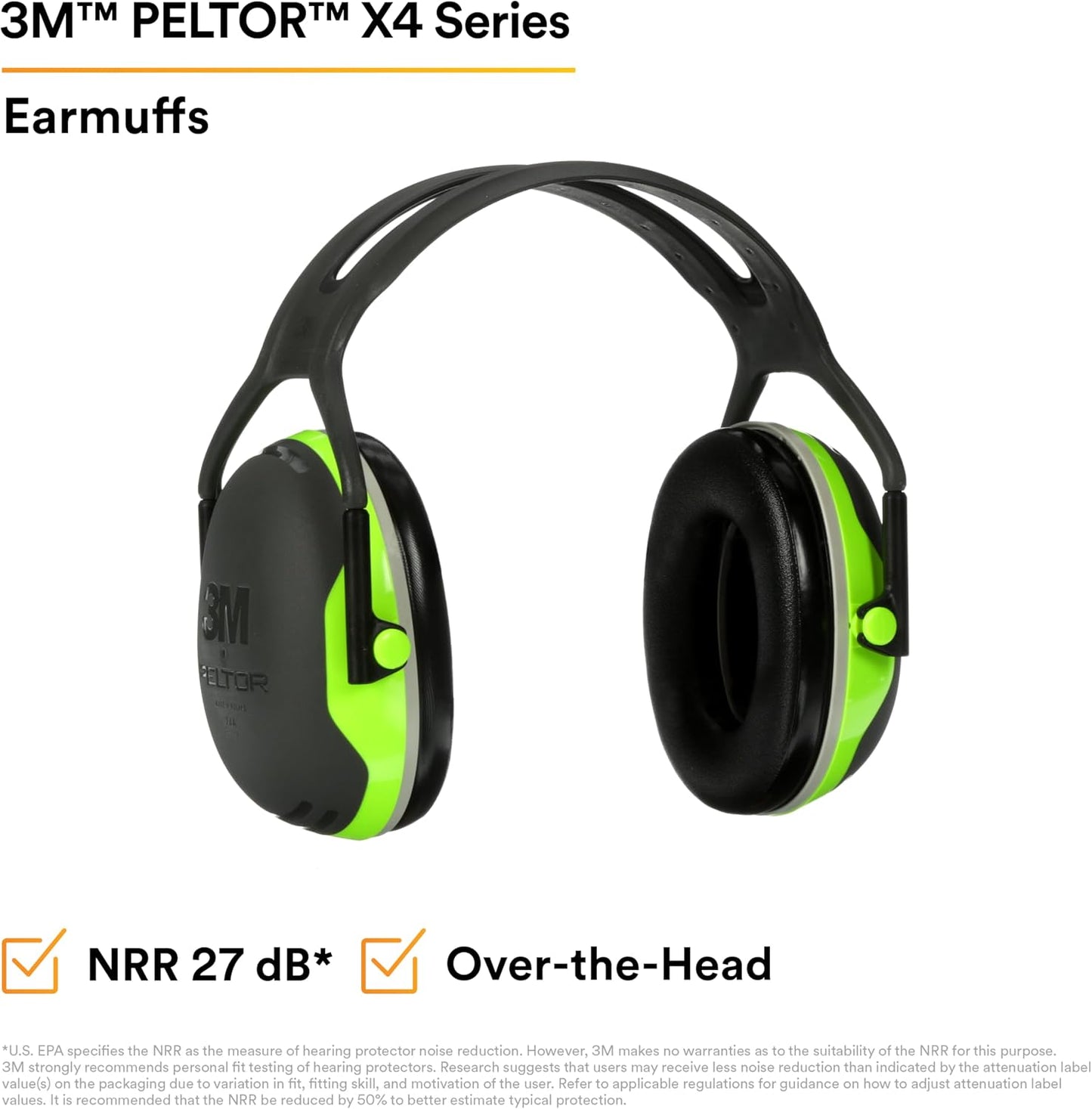 3M PELTOR Hearing Protection Earmuffs, X4 Series Noise Protection, Construction, Manufacturing, Assembly, Sanding