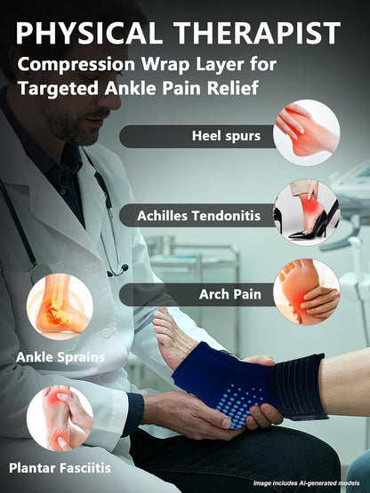Ankle Ice Pack Wrap,Flexible Cold Therapy for Foot Pain Relief | gel,3D full-coverage,cool ice-silk fabric,dual hot & cold compress,flexible when frozen,leak-proof,ideas for swelling,sprains