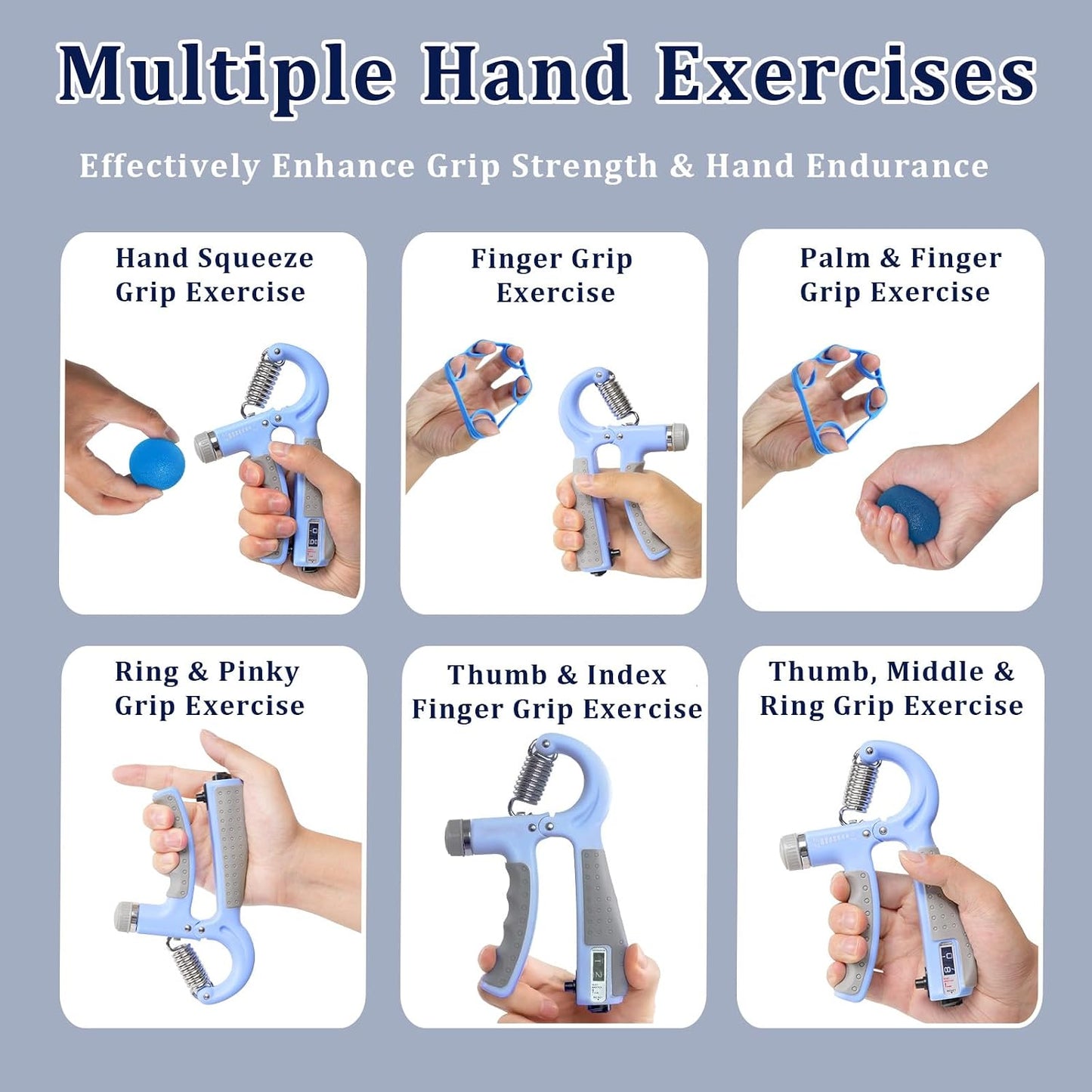 CYFIE Grip Strength Trainer Kit with Adjustable Resistance 10 - 132 Lbs, Forearm Exerciser, Finger Stretcher, Stress Ball, Forearm Strengthener for Workout wuth Storage Bag, Muscle Building and Recovery