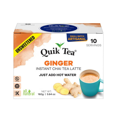 QuikTea Instant Chai Tea Latte Mix, Masala, Unsweetened, 20 Sachets