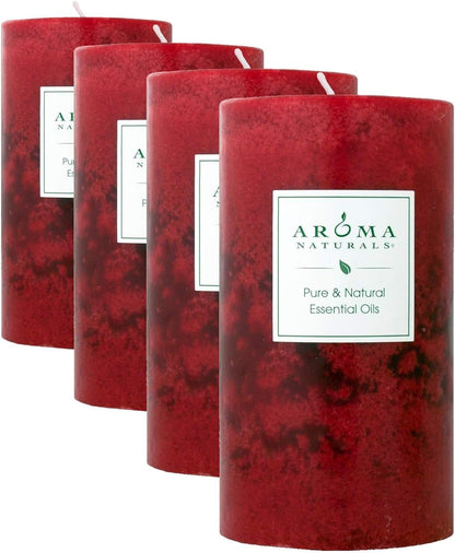Aroma Naturals Essential Oil Orange and Lemongrass Scented Pillar Candle, Ambiance, 2.5 inch x 4 inch, Yellow