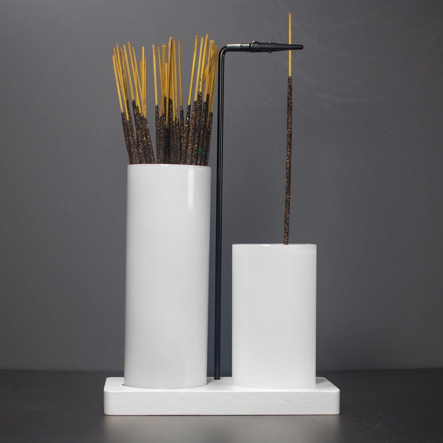 2 in 1 Incense Burner Holder for Sticks,Glass Incense Holder with Storage,Upside Down Incense Holder for Sticks with Glass Ash Catcher for Meditation Yoga Spa Room Home Decor[Full Black]