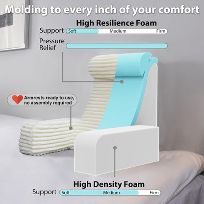 ENITYA 22" XL Back Pillow for Bed Sitting Up, Reading Pillow with Armrests & Big Pockets, Soft Back Support Chair, Ideal for Watching TV, Gaming, Nursing, Resting, Post Surgery, Dark Grey