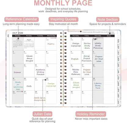 Planner 2026-2027, Weekly and Monthly Calendar Planner, JUL 2026 - JUN 2027 | A5(6.3'' x 8.5''), Hardcover, Agenda Book, Sprial Bound, Inner Pocket, Office and School Use