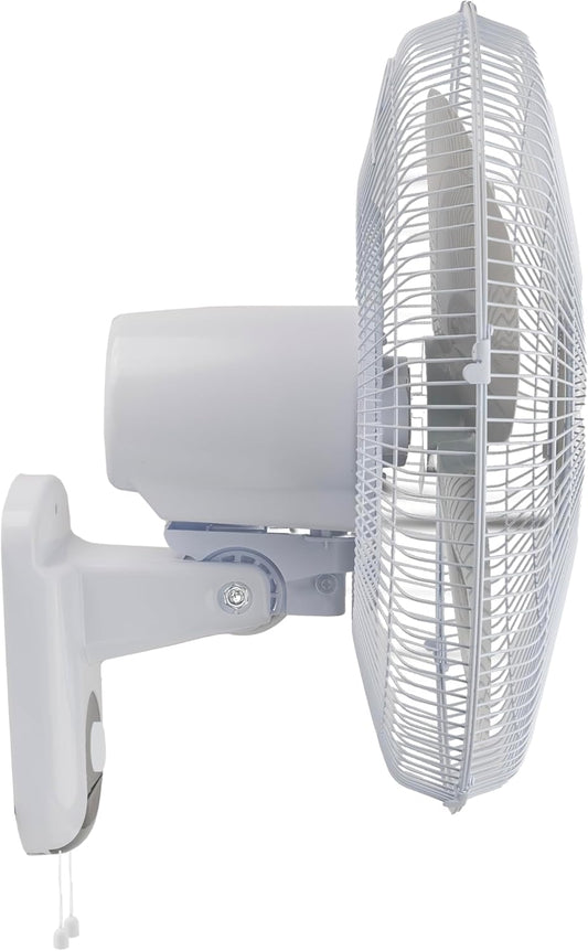 Comfort Zone 16-Inch Fan with Remote Control – Quiet 3-Speed Oscillating Indoor Fan with 90° Wide-Angle Airflow, Timer & Sleep Modes – Space-Saving Wall Fan for Bedroom, Home Gym & Office, White