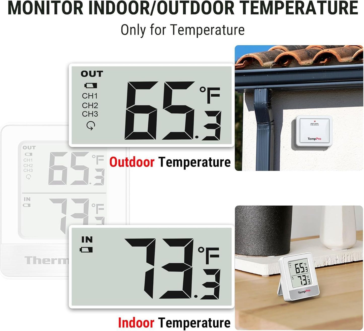 TempPro TP49 Digital Hygrometer Indoor Thermometer Humidity Meter Room Thermometer with Temperature and Humidity Monitor Mini Hygrometer Outdoor Thermometer (Previously ThermoPro)