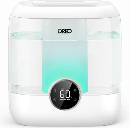 DREO 6L Humidifiers for Bedroom, 60H Runtime, 28 dB Quiet, HM524 | Precise Humidity Control, Easy to Refill & Clean, Nightlight, Cool Mist Humidifiers for Large Rooms, Baby Nurseries & Plants