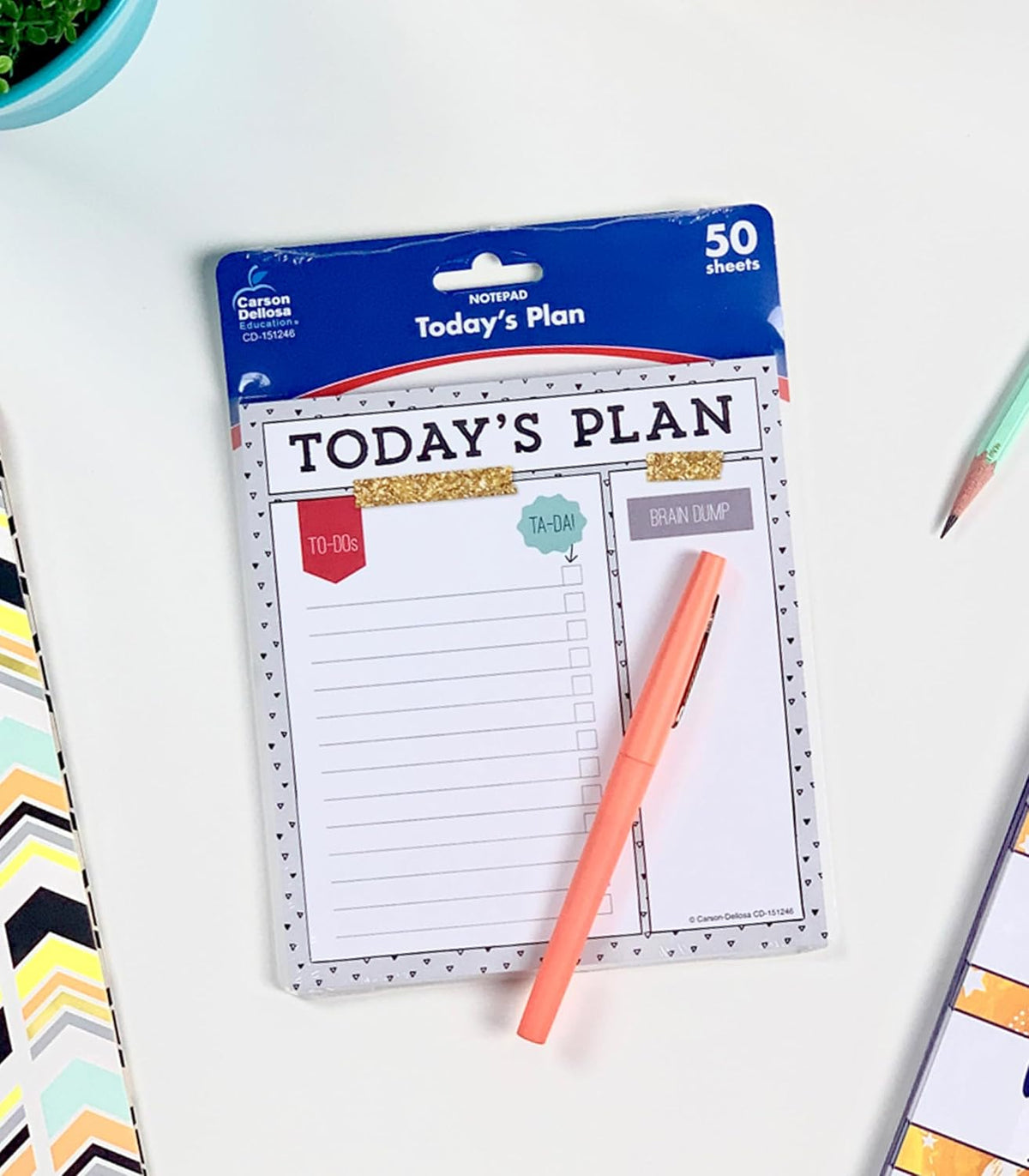 Carson Dellosa Aim High To Do List Notepad―5.75" x 6.25" Paper Stationery, Daily Checklist, Goals, Reminders, Notes, Motivational Organizer (50 sheets)