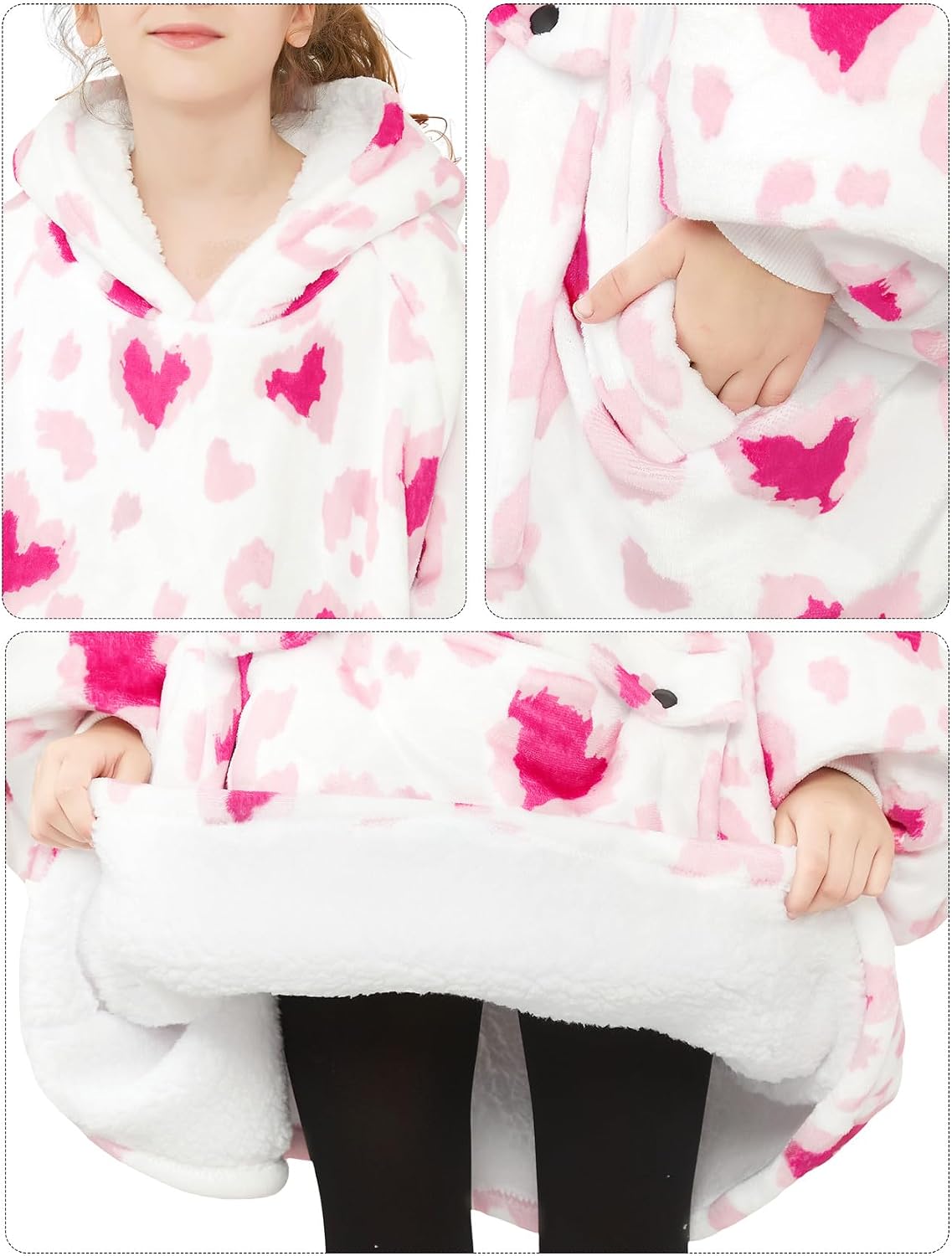 KFUBUO Wearable Blanket Hoodie for Adults Sherpa All Patterns Cat Oversized Sweatshirt Blanket with Pockets for Women