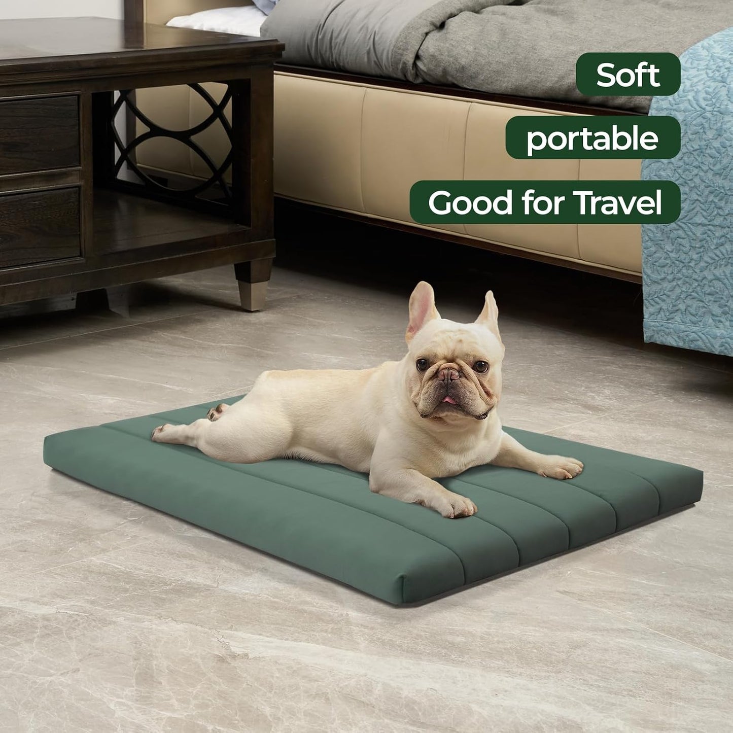 BALANCE Dog Crate Bed, Orthopedic Dog Bed Pad with Waterproof Liner, Washable Crate Foam Pet Mat for Large, Medium, Puppy Dogs Breeds, Mint Leaf, 36“x23”x1.6“