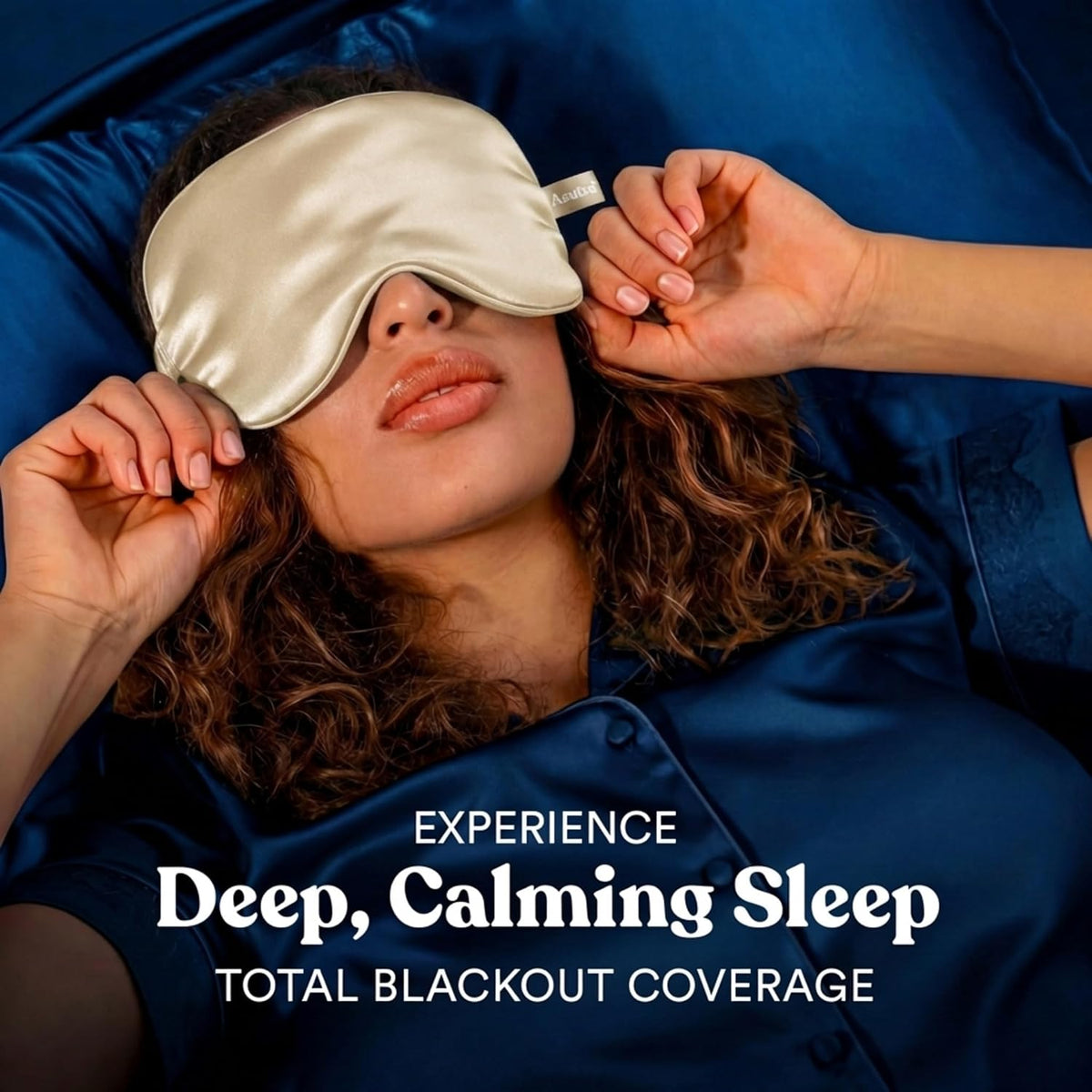 ASUTRA Silk Eye Pillow for Sleep, Black - Filled w/Lavender Buds (One Size)