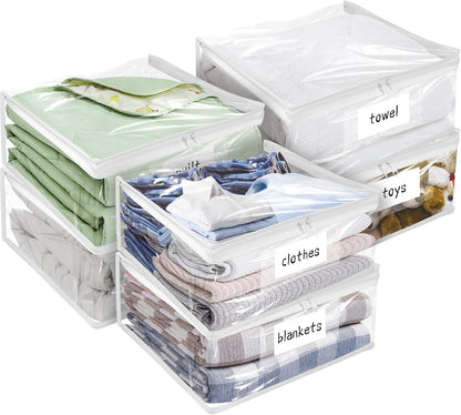 Plastic Storage Bags with Easy-Glide Zipper, Durable Clear Vinyl Zippered Storage Bags for Clothes Sweaters Comforters Blankets Sheets Bedding (15.7 x 13.8 x 3.9 Inch, Transparent White)