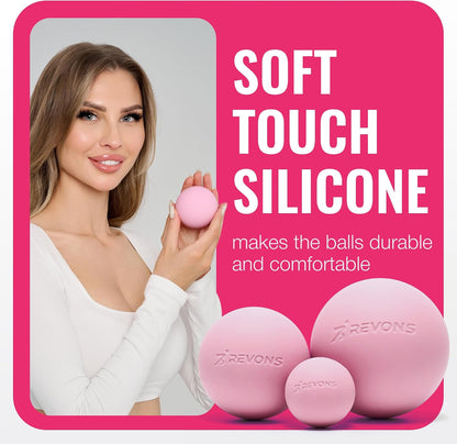 3 in 1 Massage Ball Set – 2.5", 1.9" & 1.2" Firm Silicone Balls for Myofascial Release, Trigger Point Therapy, Back & Foot Pain Relief, Face Fitness, Yoga, Deep Tissue Recovery (Turquoise)