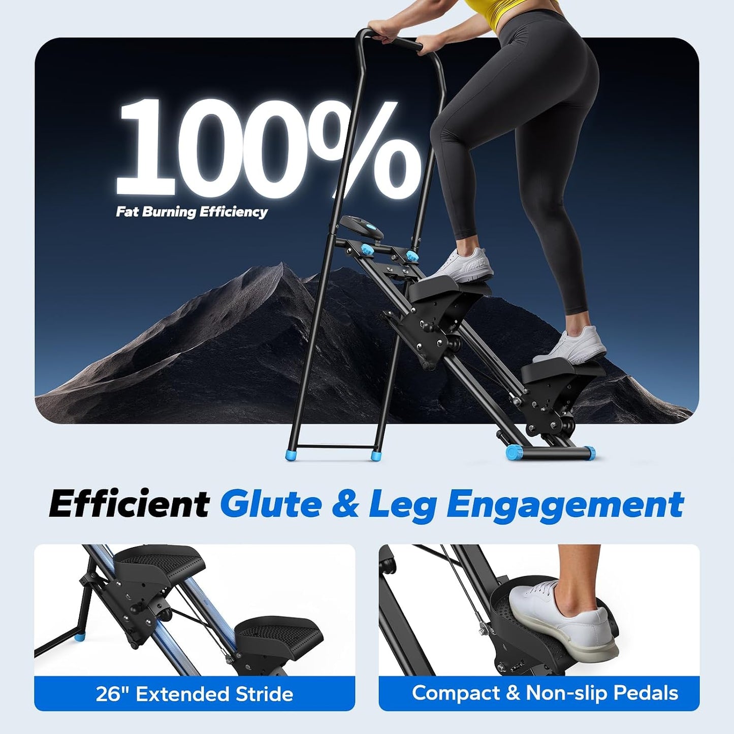 MERACH Stair Stepper for Home Gym Exercise, New Version Stairmaster for Full-Body Workout, Compact Folding Stair Climber with Extended Step Range, Adjustable Handlebar/Pedal