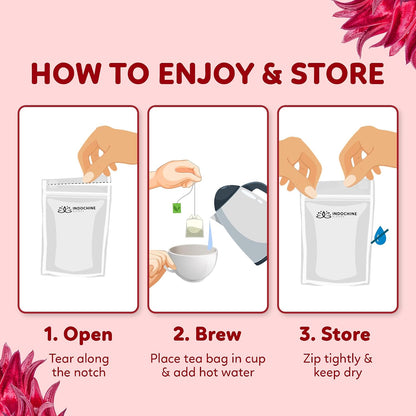 Indochine Blends Hibiscus Tea Bags, 100% Pure Hibiscus Flower