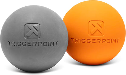 TRIGGERPOINT Foundation Massage Therapy Balls – Medium-Density Ball Massager for Back & Foot Pain Relief, Trigger Point Myofascial Tool for Yoga, Exercise & Physical Therapy, Grey/Orange, 4 Pack
