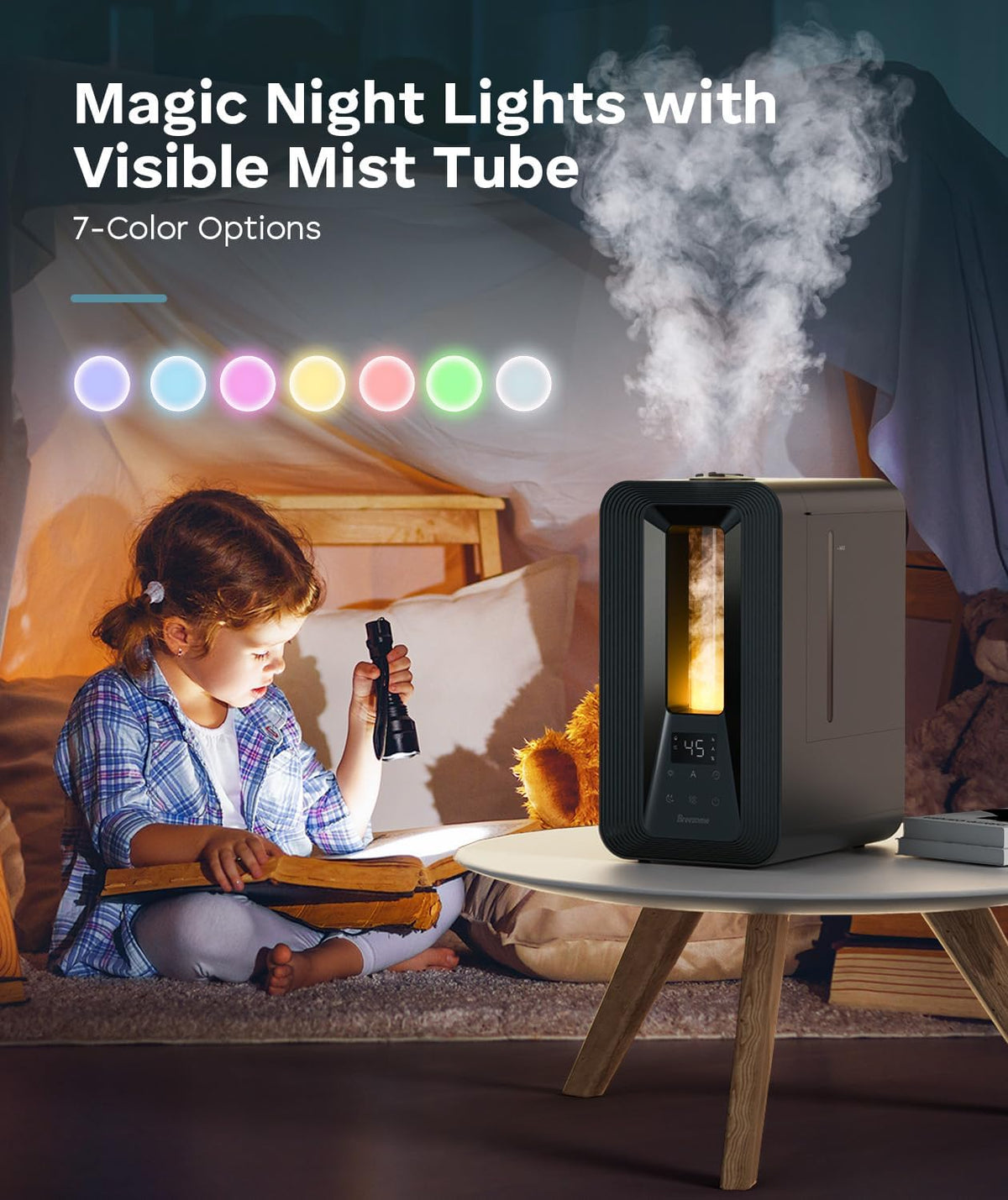 BREEZOME 6L Cool Mist Humidifier for Bedroom 50H Runtime 7-Color Mood Light