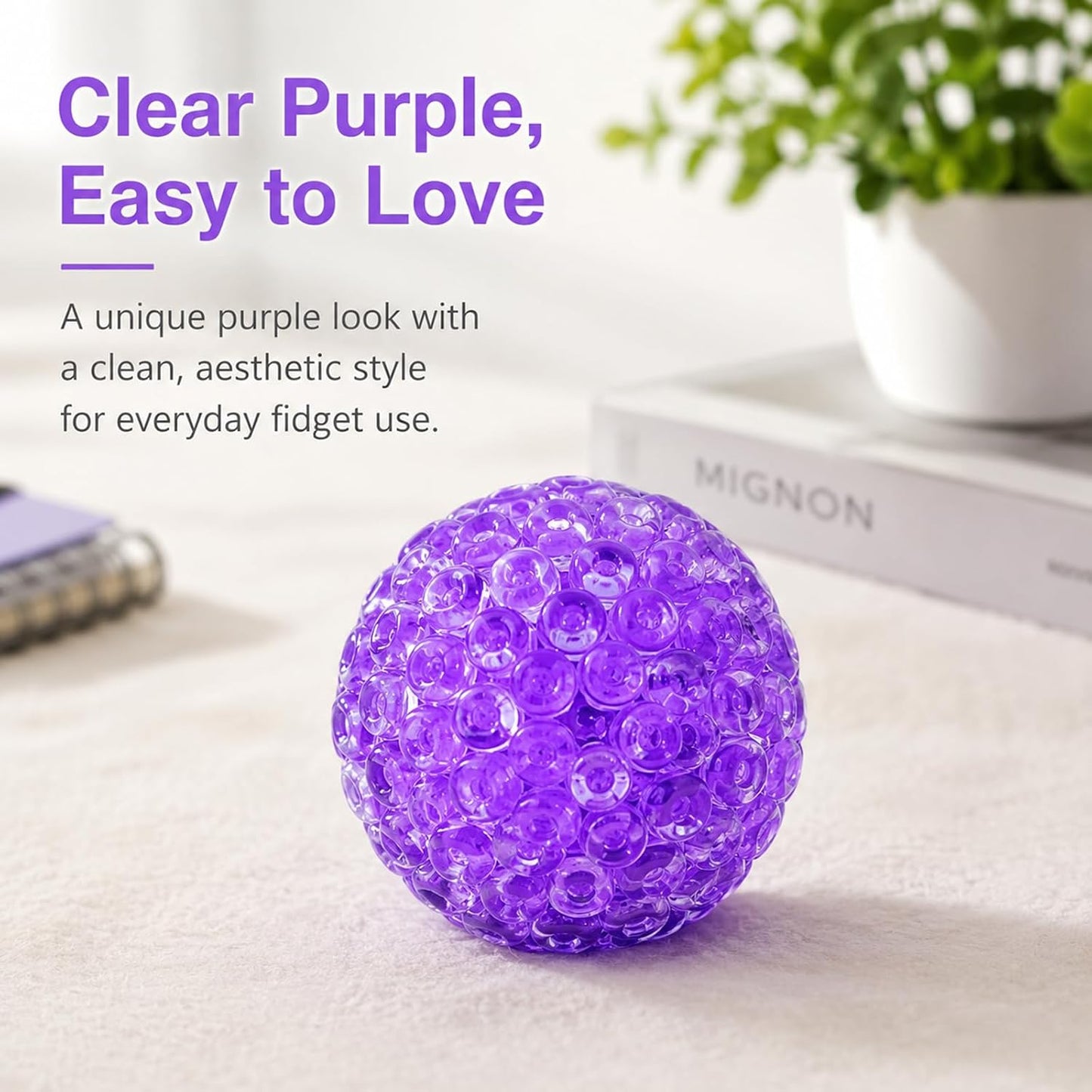Handmade Stress Relief Balls for Adults, Soft Squeeze Fidget Toy with Rustling Sound, Portable Sensory Desk Toy for Office and Home (1 Blue)
