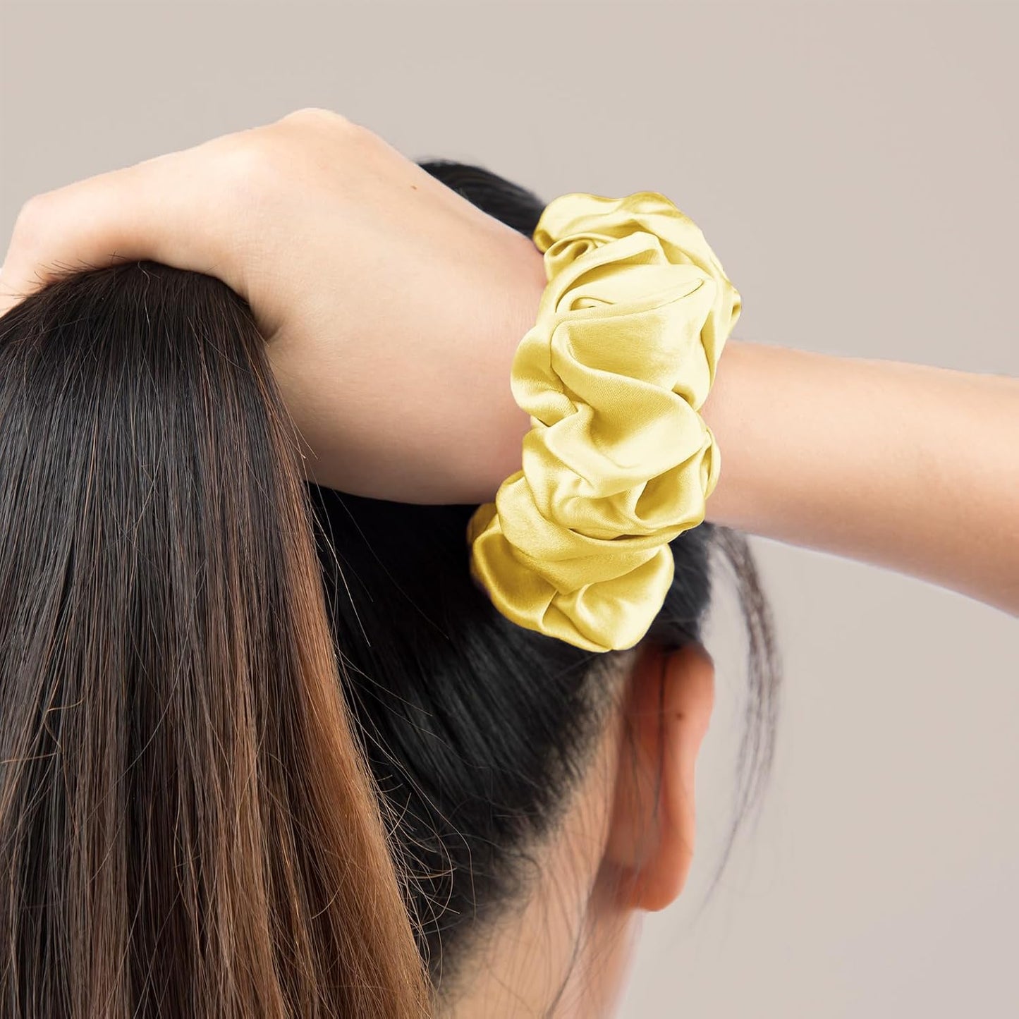LILYSILK Silk Hair Scrunchies / Ties for Frizz & Breakage Prevention, 100% Mulberry, No Damage, Elastic ponytail Holders, 1Pc, Coffee - Colors B