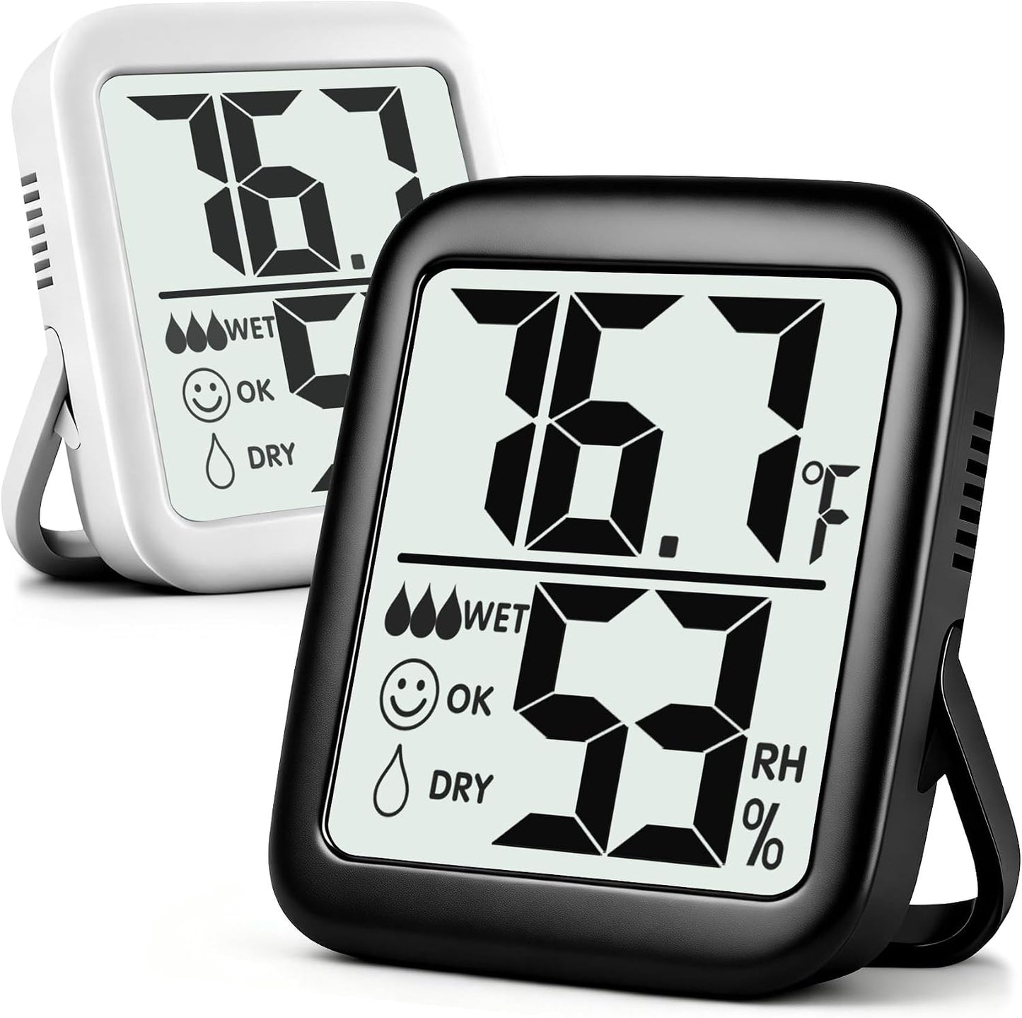 Antonki 2 Pack Room Thermometer for Home, Hygrometer Indoor Humidity Meter Gauge, Digital Temperature and Humidity Monitor Sensor for House, Terrarium, Incubator, Greenhouse - Battery Included