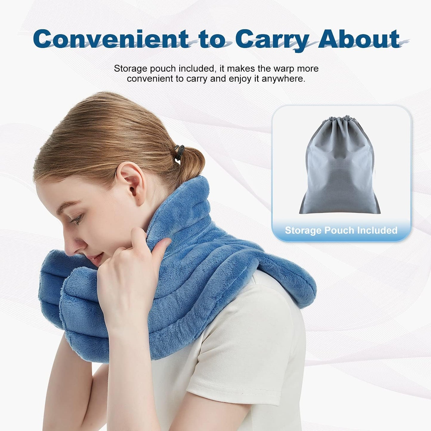 MORLIDEN Neck Heating Pad Microwavable for Shoulders, Warmer Wrap Microwave Heating Pad for Neck and Shoulders for Pain Relief (Navy Blue)