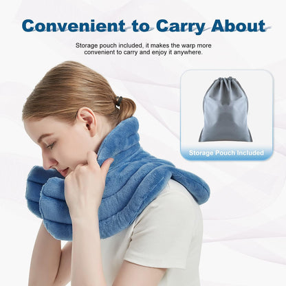 MORLIDEN Neck Heating Pad Microwavable for Shoulders, Warmer Wrap Microwave Heating Pad for Neck and Shoulders for Pain Relief (Navy Blue)