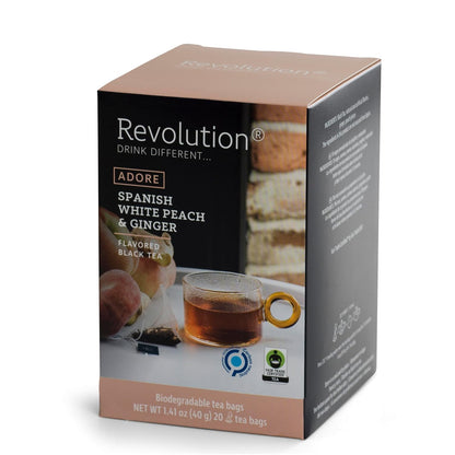 REVOLUTION TEA® Sweet Ginger Peach Black Tea [THE ORIGINAL] – Spanish White Peach & Ginger – Premium Full Leaf Tea – Biodegradable Infuser Tea Bags – Flavored Black Tea – 20 Bags